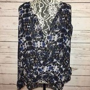 Joe Fresh Womens Sheer Floral High-Low Blouse XL